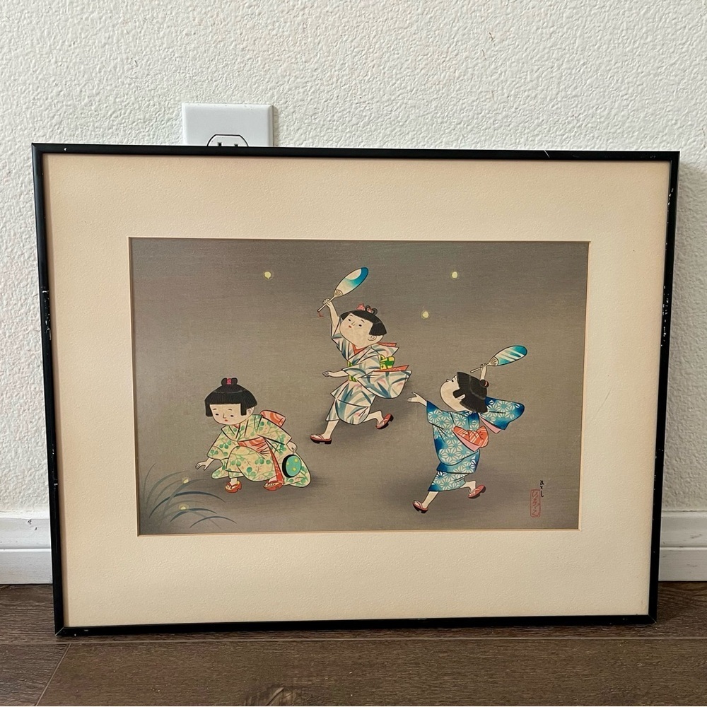 1950 Hitoshi Kiyohara Signed Wood Block Print Japanese Art 15/19 Inches Framed - Picture 1 of 11
